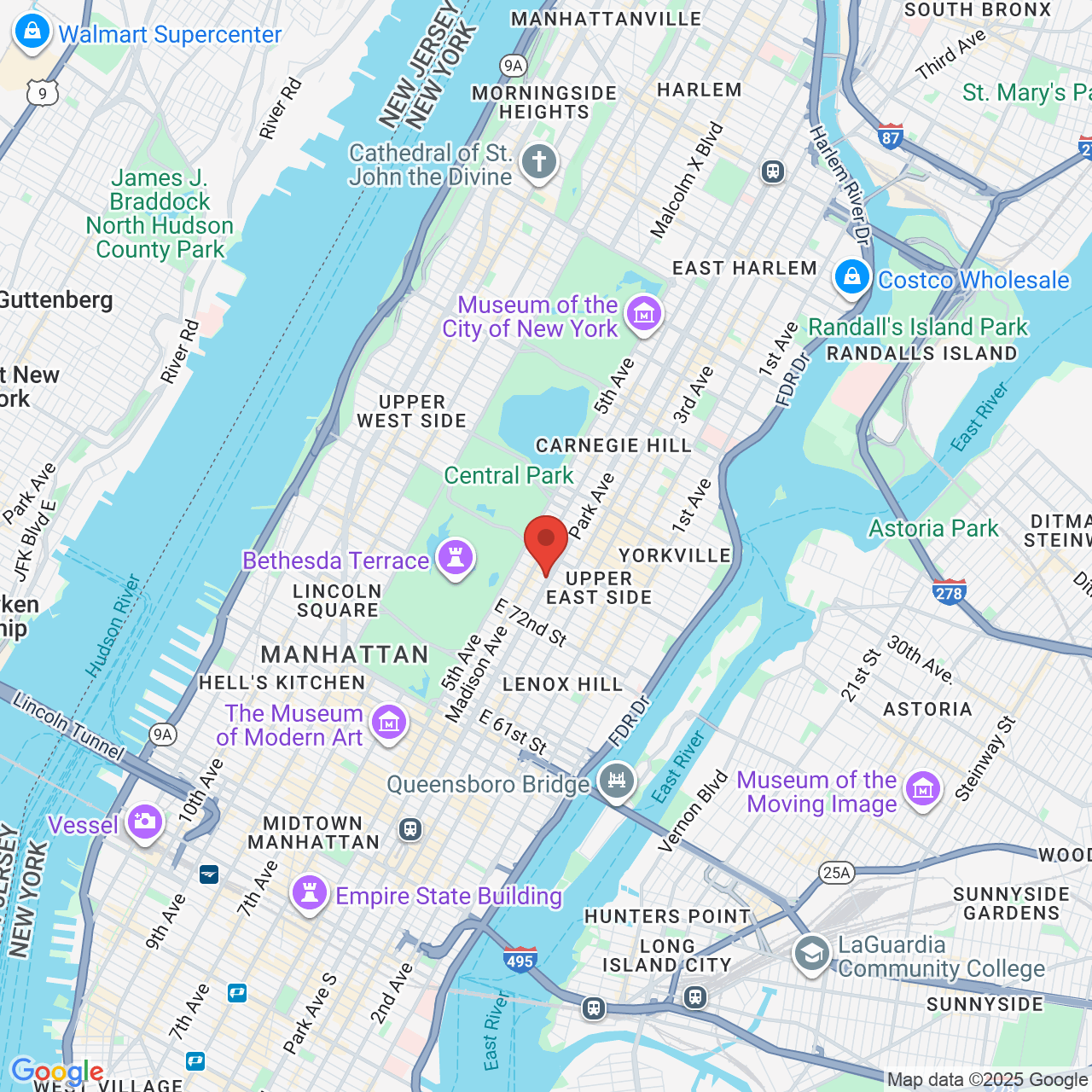 Google map image of our location in 850 Park Avenue New York, NY